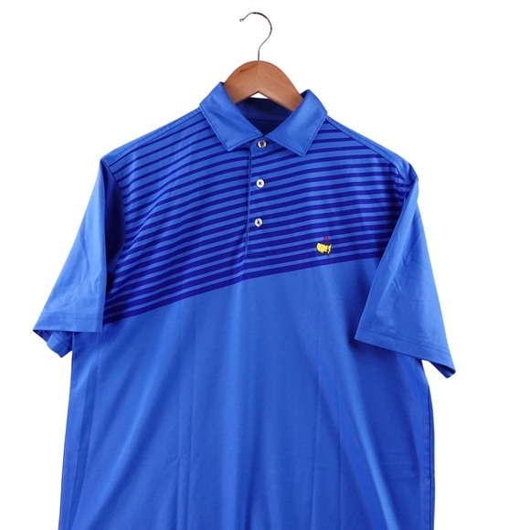 Masters Tech Other - Masters Tech Golf Polo Shirt Mens S Blue Striped Short Sleeve Masters Logo